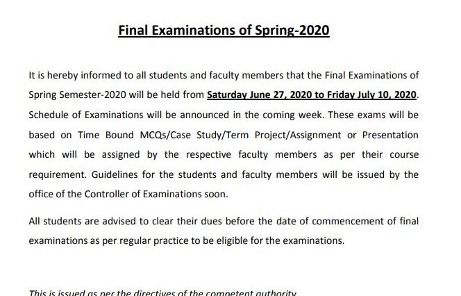 Final-Examination-Spring-2020-Notification